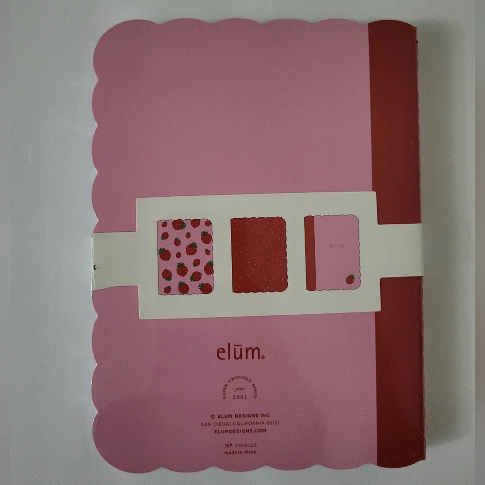 Elum Design Pink Strawberry And Dots Journals Set Of 3
